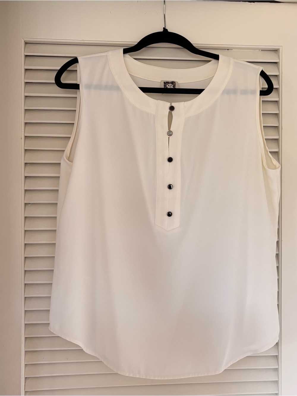 Sleeveless Ivory Button Henley Top